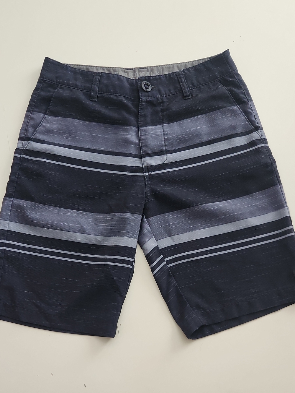 Quiksilver Boys Amphibian Striped Hybrid Shorts Boardshorts Gray Black Waist 26